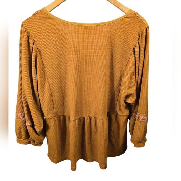 Zac & Rachel Yellow Puff Sleeve Ruched Blouse - Picture 3 of 7